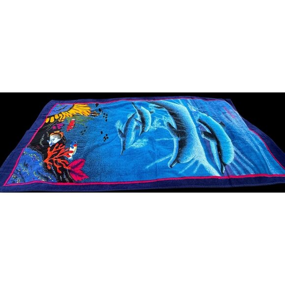 Dolphin Coral Reef Bonaire Summer Pool Ocean Lake Beach Bath Towel - Picture 1 of 16